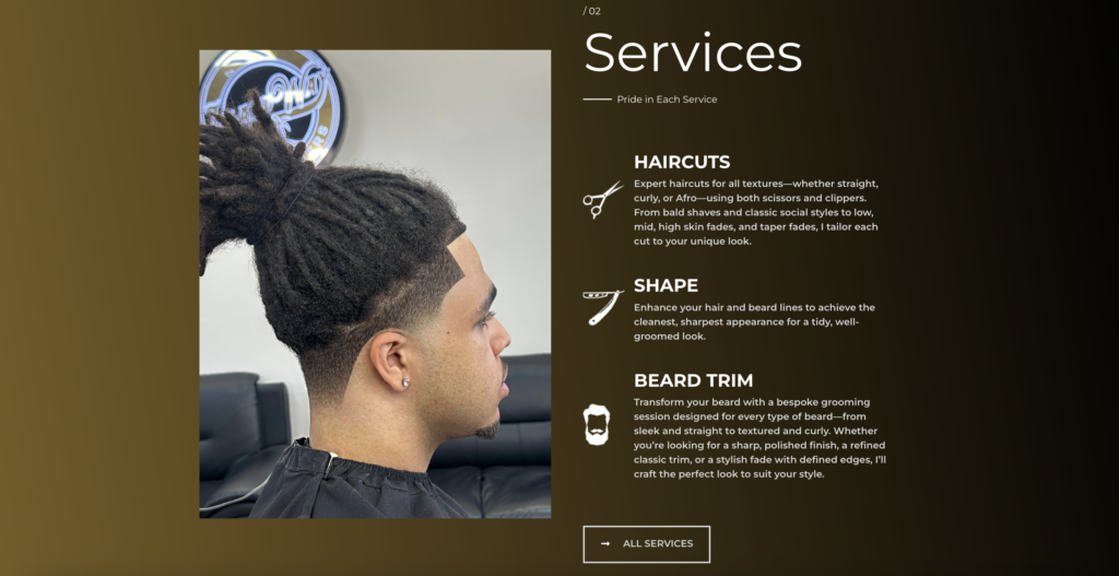 Snapshot from barber website